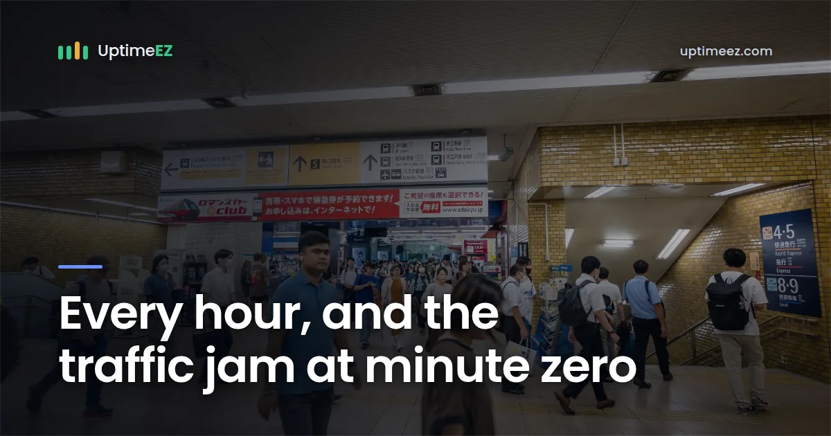 Every hour, and the traffic jam at minute zero